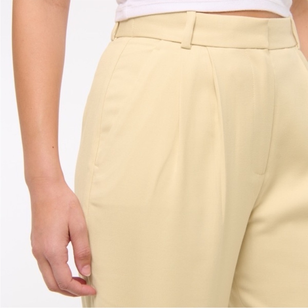 ABERCROMBIE sloane tailored wide leg pant high rise butter yellow size 32 - Picture 4 of 12